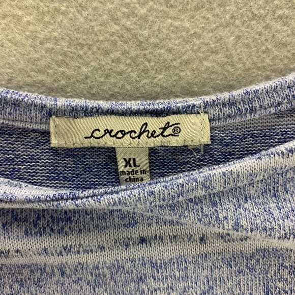 Pullover Sweater Womens Extra Large Blue Stretch Thin Striped Shirt Side Tie - Picture 12 of 13